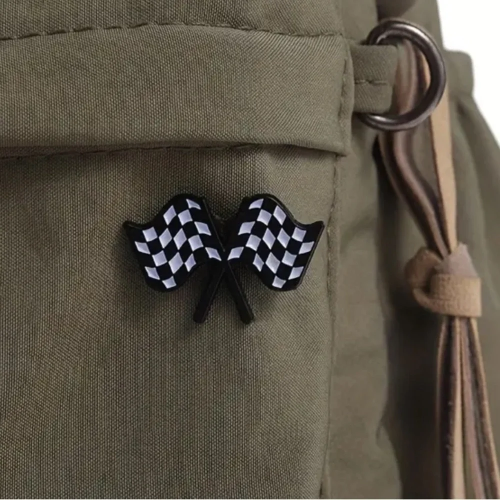 3/$25 Checkered Flags Pin Badge Brooch Unisex Racing Finish Line Flags